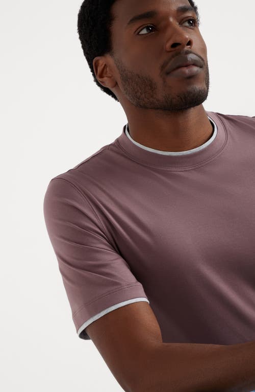 Shop Brunello Cucinelli T-shirt With Faux-layering In Light Purple