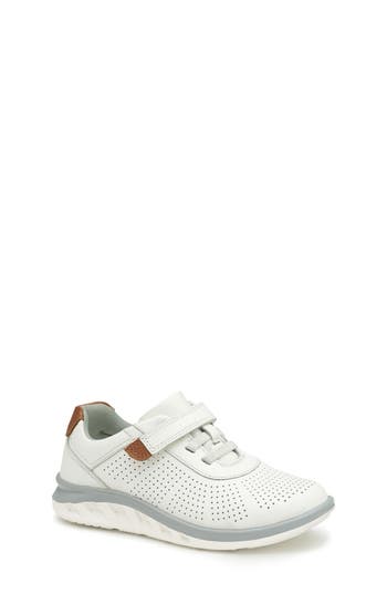 Shop Johnston & Murphy Kid's Activate U-throat Hook & Loop Sneaker In White Full Grain