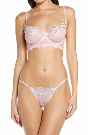 Coquette Bra, Garter Belt, And Panty Pink Small