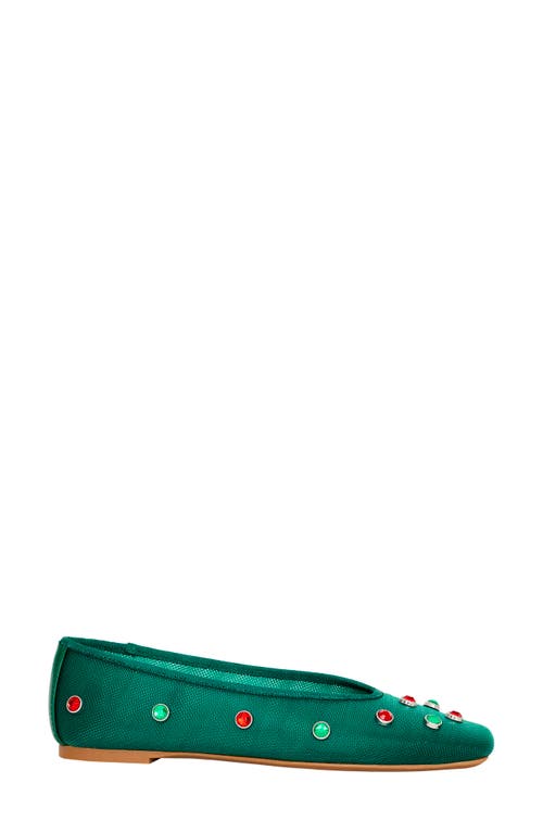 Shop Katy Perry The Evie High Crystal Ballet Flat In Holiday Green