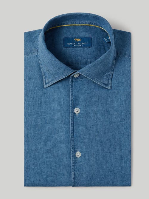 Shop Robert Talbott Morgan Linen-cotton Shirt In Light Denim Bleached Wash