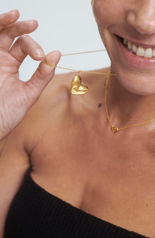 Monica Vinader Heart Locket Pendant Necklace In 18ct Gold Vermeil/ss