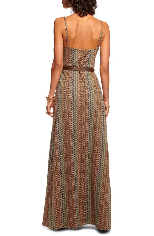 Shop Ramy Brook Walker Metallic Mixed Stripe Maxi Dress In Woodrose Multi Combo