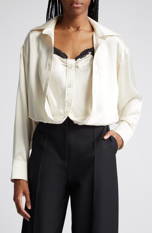Integrated Camisole Silk Shirt in Ivory