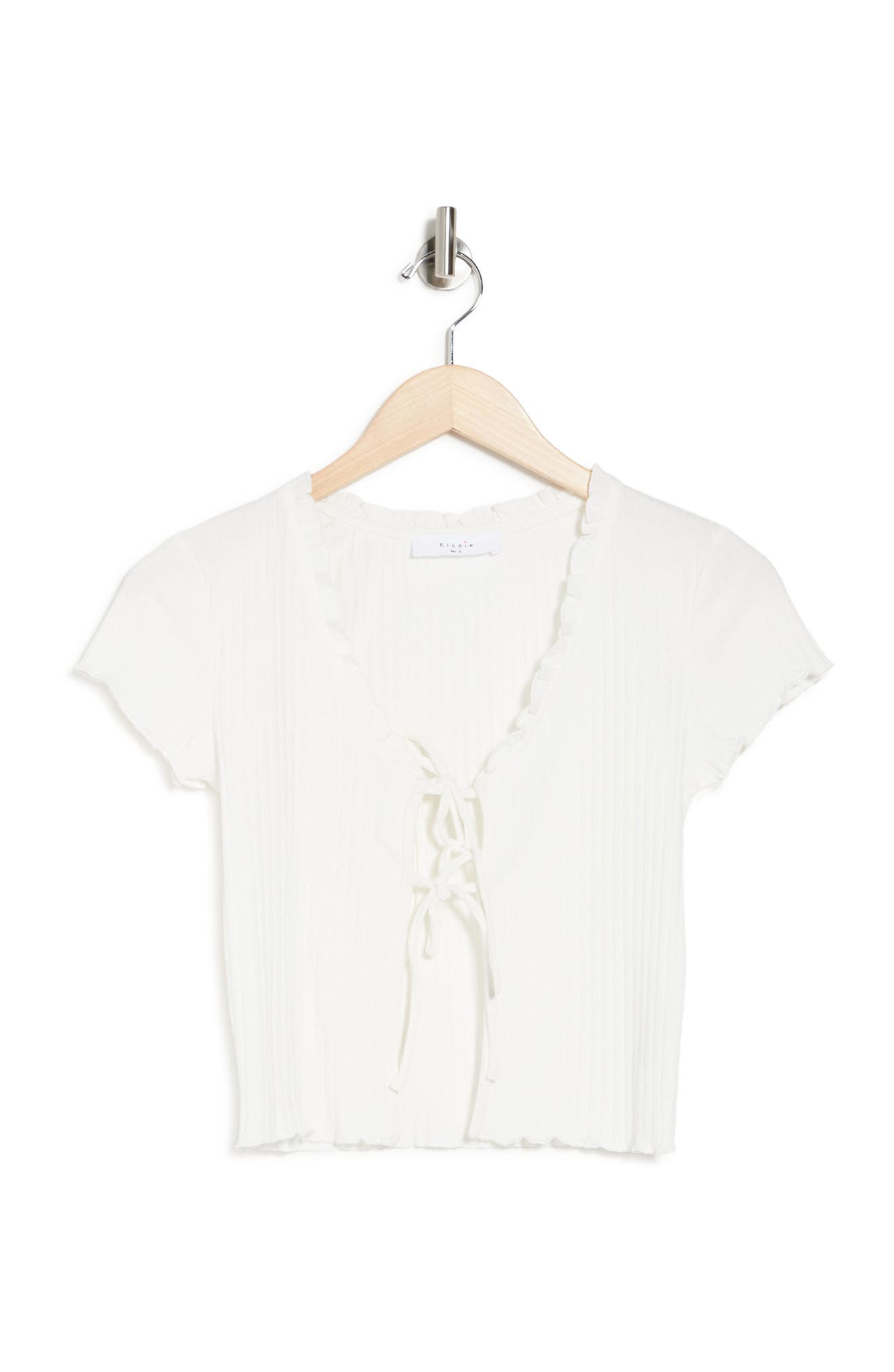 Elodie Short Sleeve Double Tie Front Tee In White