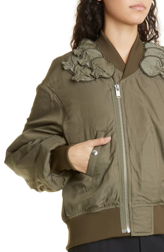 UNDERCOVER SKULL APPLIQUÉ MIXED MEDIA COTTON & SILK BOMBER JACKET
