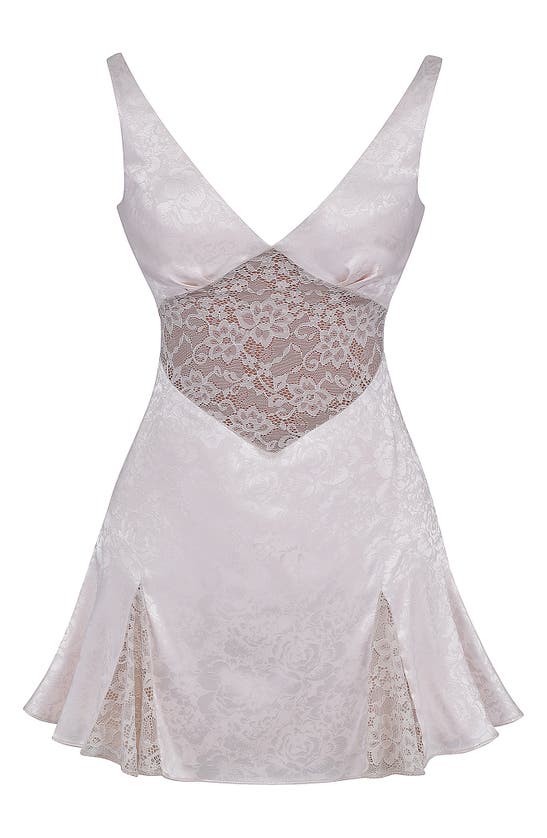 Mistress Rocks Damask & Lace Cocktail Minidress In Cream