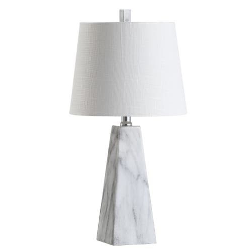 Jonathan Y Owen Contemporary Resin Led Table Lamp In White Marble Finish