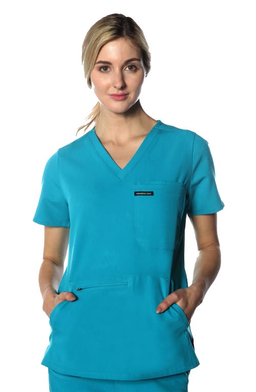 Shop Members Only Cordoba 5-pocket Scrub Top In Teal