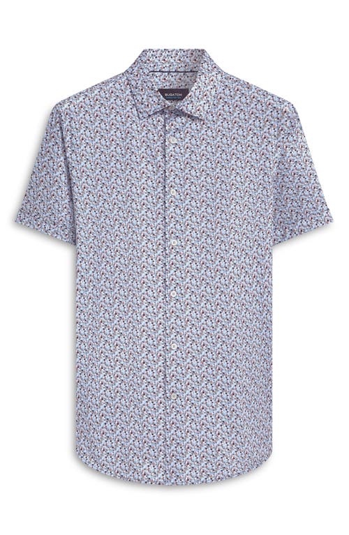 Shop Bugatchi Miles Ooohcotton® Confetti Print Short Sleeve Button-up Shirt In Ice Blue