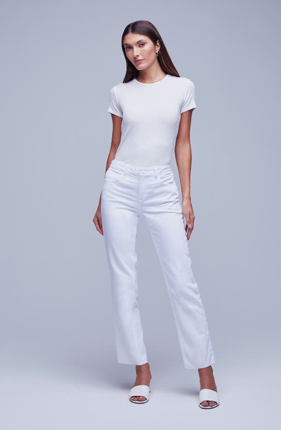Shop L Agence Milana Stovepipe Straight Leg Jeans In Blanc