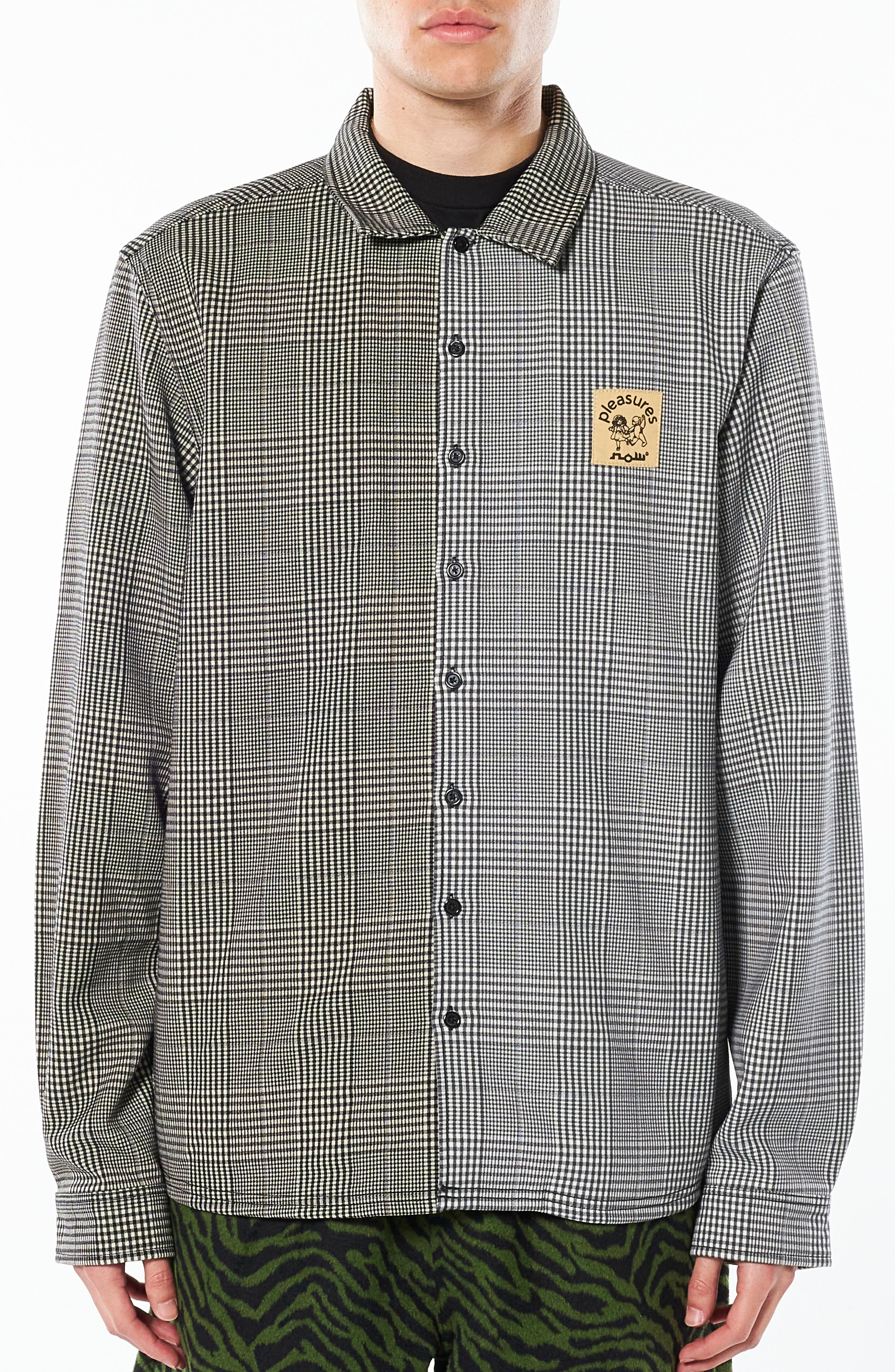 PLEASURES Chase Plaid Stretch Button-Up 
