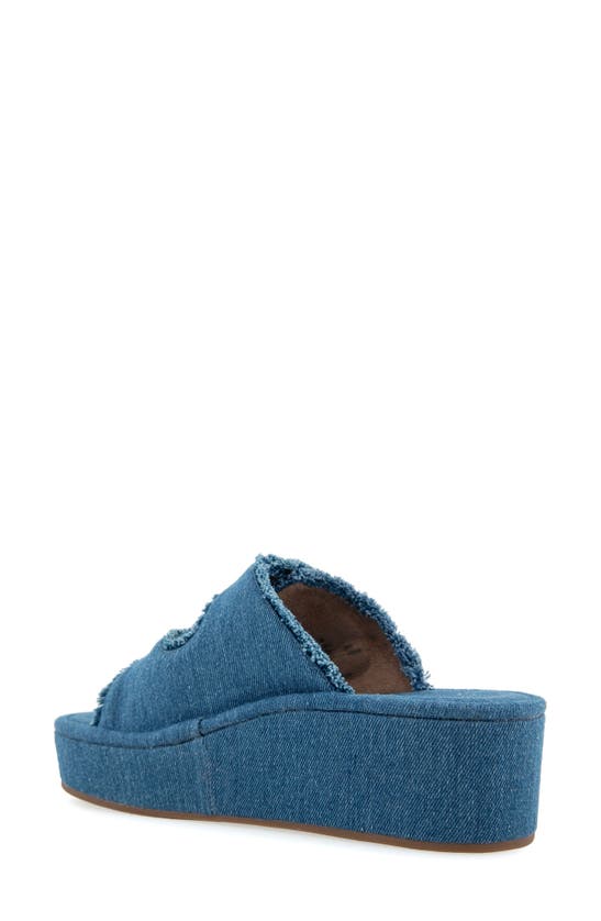 Shop Aerosoles Darcy Flatform Slide Sandal In Medium Blue Denim