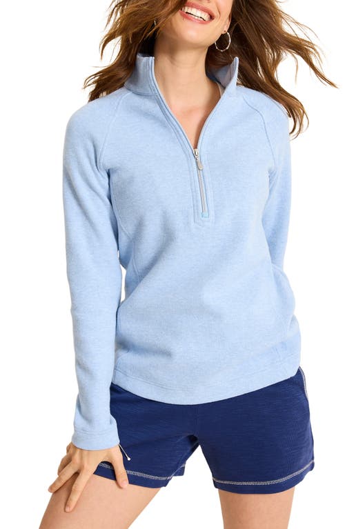 Shop Tommy Bahama New Aruba Stretch Cotton Half Zip Pullover In Light Sky Heather