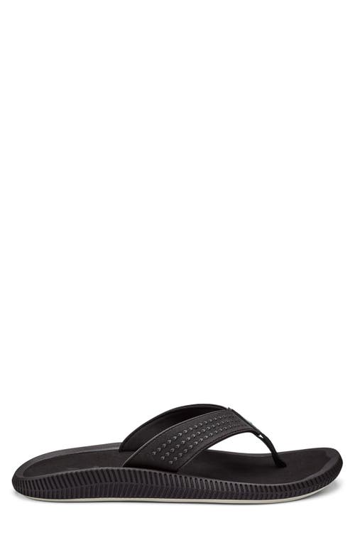 Shop Olukai Ulele Flip Flop In Black/black