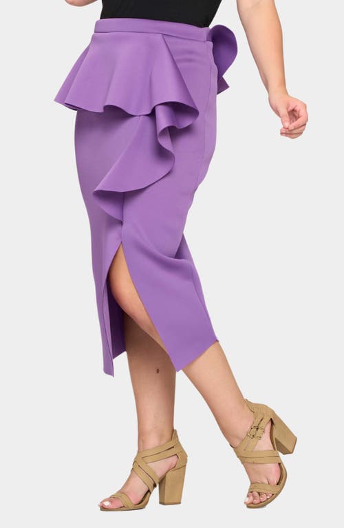 Shop L I V D Ruffle Peplum Midi Skirt In Orchid