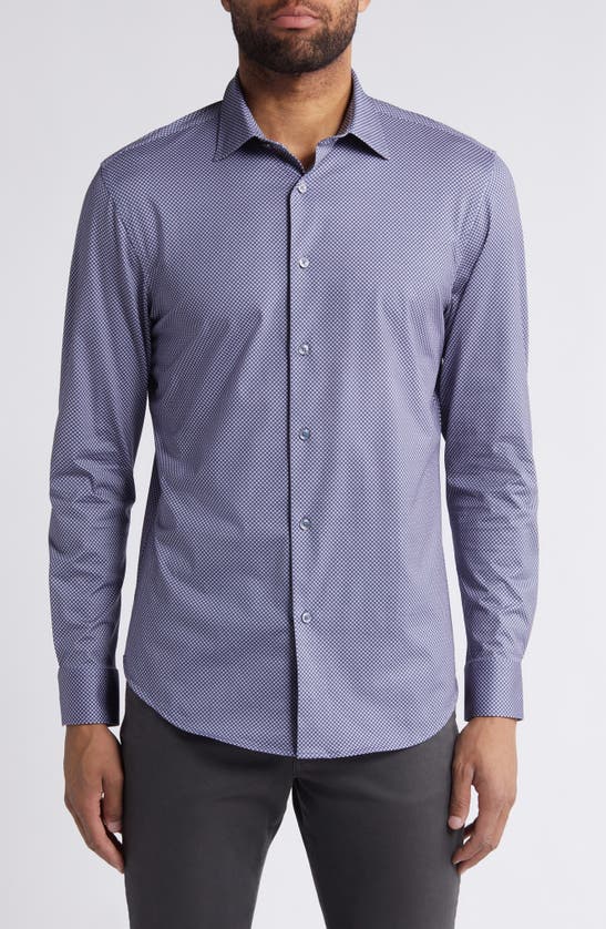 Shop Bugatchi James Ooohcotton® Geo Print Button-up Shirt In Sky