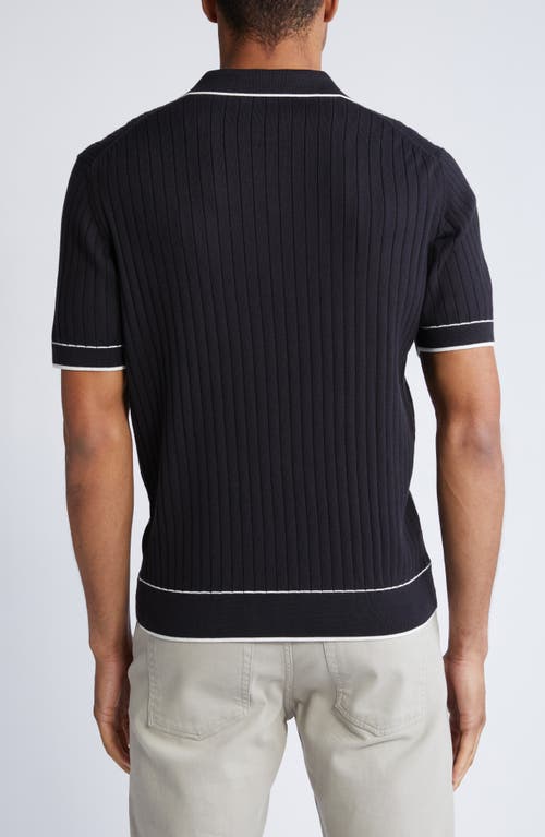 BUGATCHI BUGATCHI TIPPED JOHNNY COLLAR SHORT SLEEVE SWEATER 