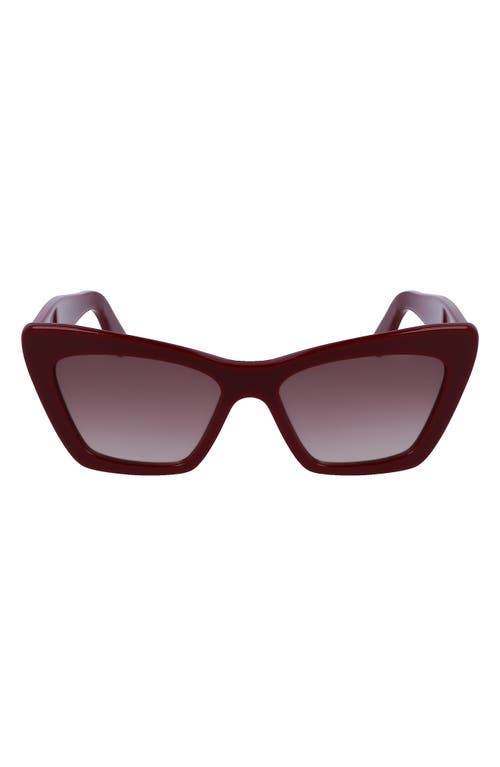 FERRAGAMO 55mm Gradient Rectangular Sunglasses in Bordeaux at Nordstrom