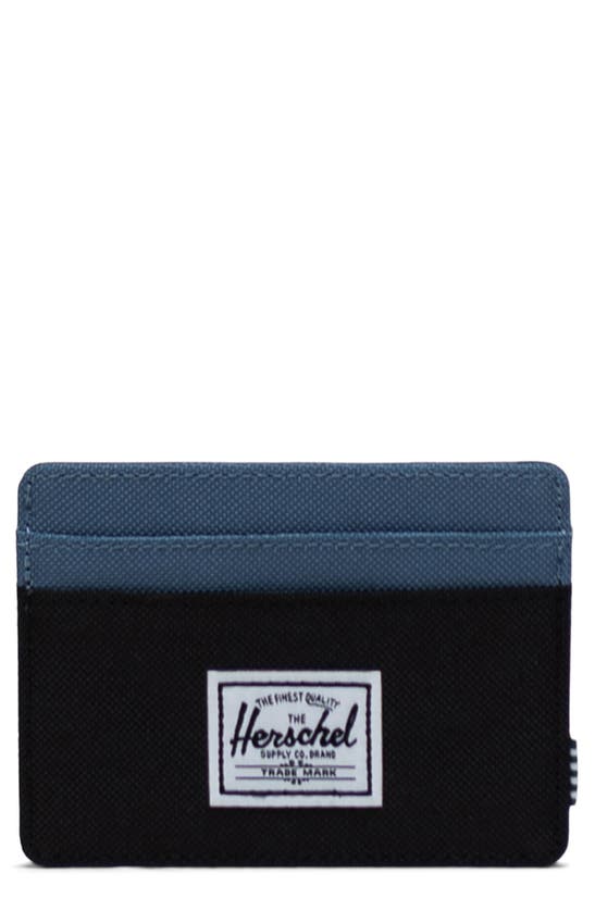Herschel Supply Co. Charlie Rfid Card Case In Black/ Copen Blue