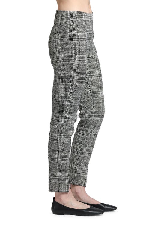 Shop Apny Plaid Split Hem Pull-on Crop Slim Pants In Black/creme