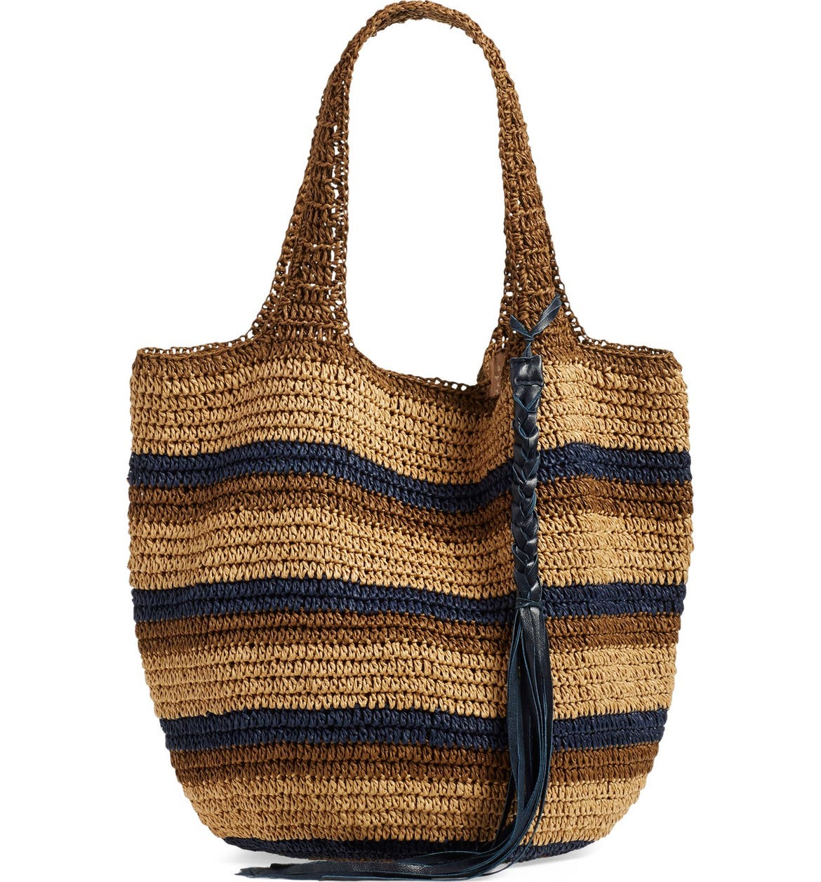 Caslon® Stripe Crochet Straw Shoulder Bag Nordstrom