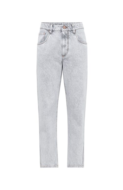 Shop Brunello Cucinelli Straight Trousers In Grey Denim