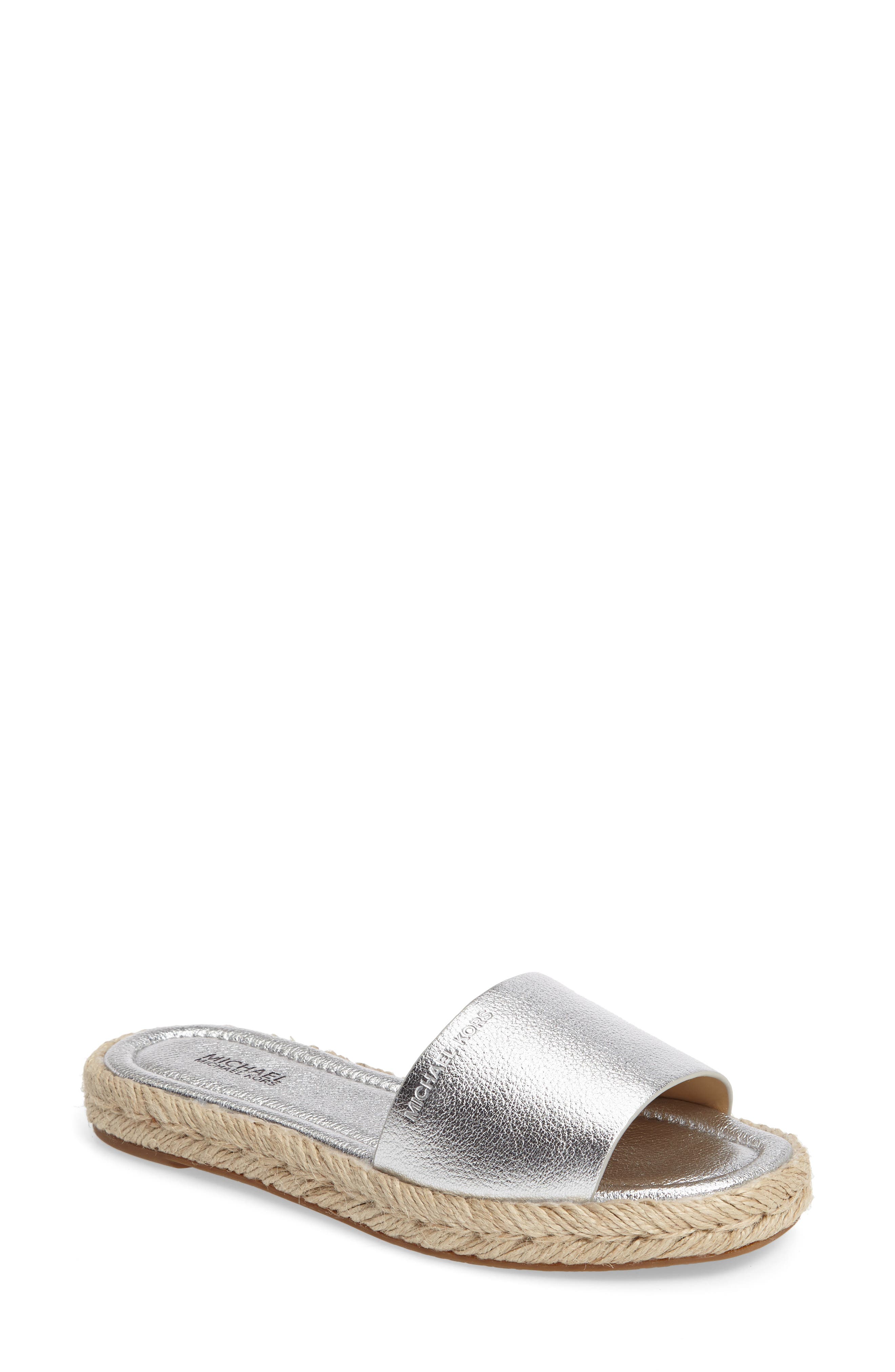 michael kors slides womens silver