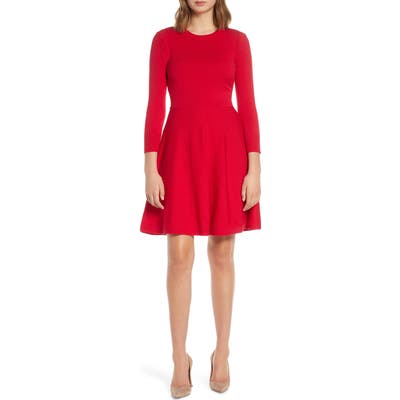 Eliza J Fit & Flare Sweater Dress, Pink