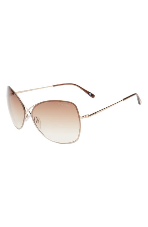 Shop Tom Ford Colette 63mm Oversized Sunglasses In Shiny Rose Gold/dark Brown