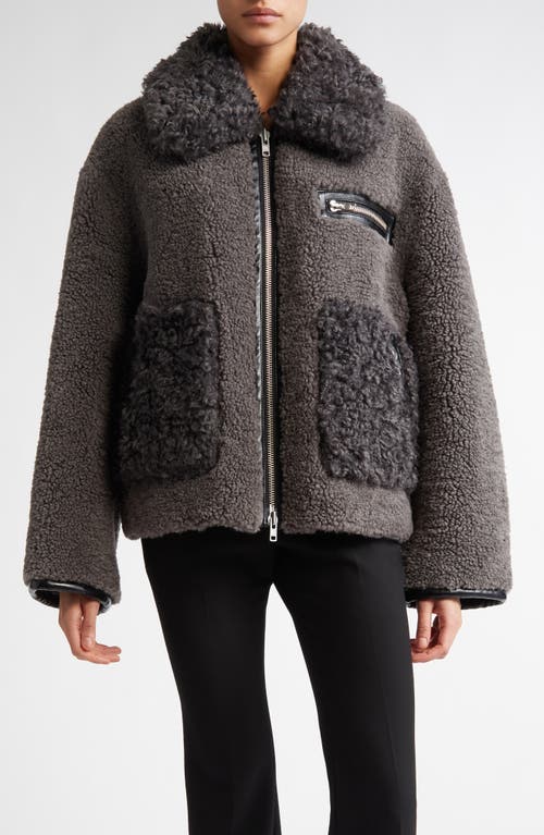 Stand Studio Joann Oversize Faux Shearling Jacket in Smoke Grey 