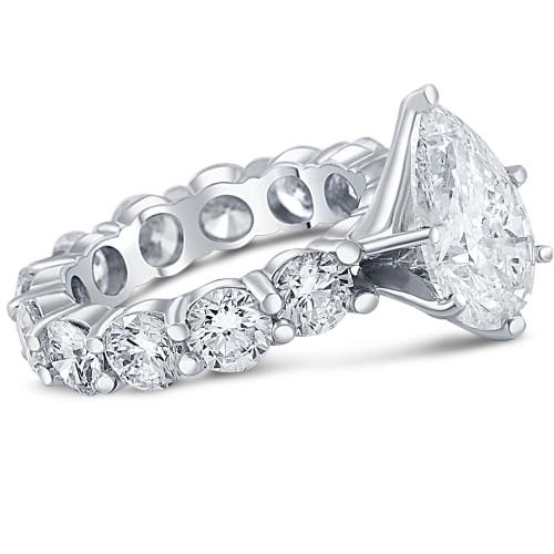 Bliss Diamond Certified 7.56ct Pear Shape Diamond Eternity Engagement Ring 14k Gold Lab Grown In 14k White Gold