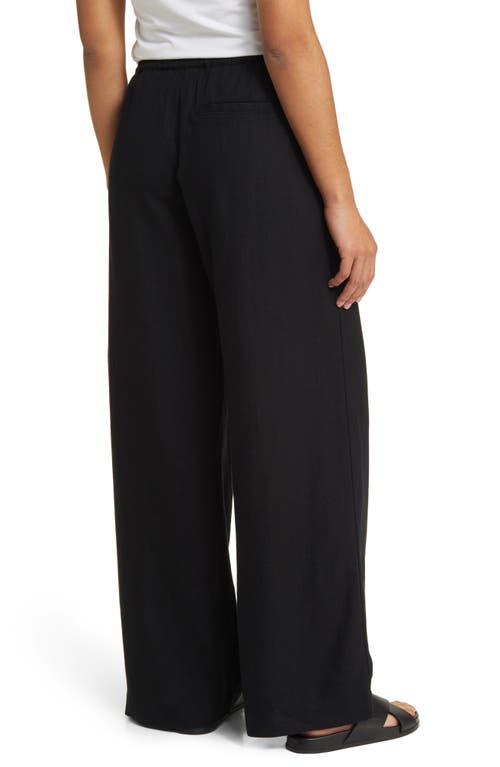 Caslon ® Wide Leg Pull-on Linen Blend Pants In Black