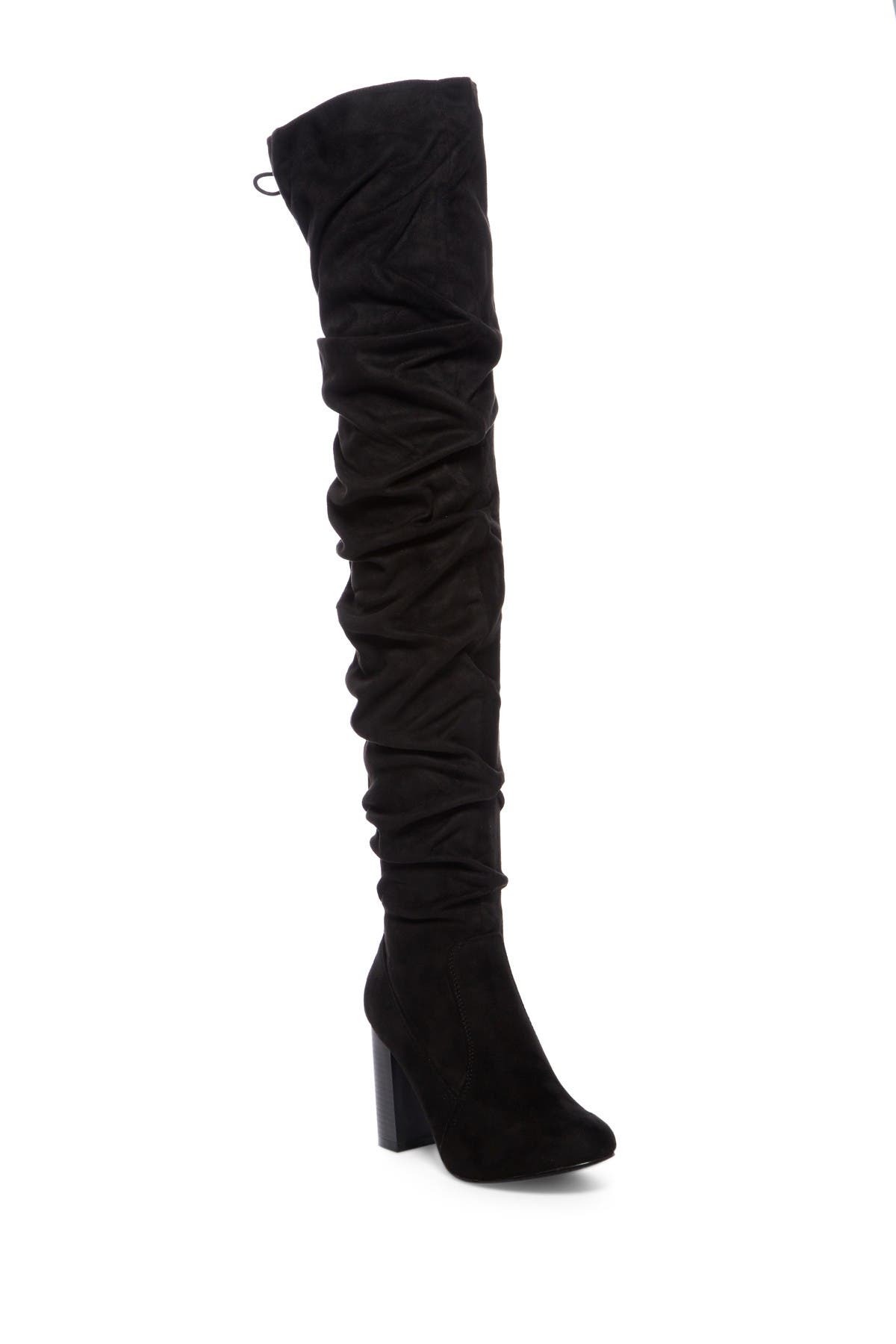 black slouchy thigh high boots