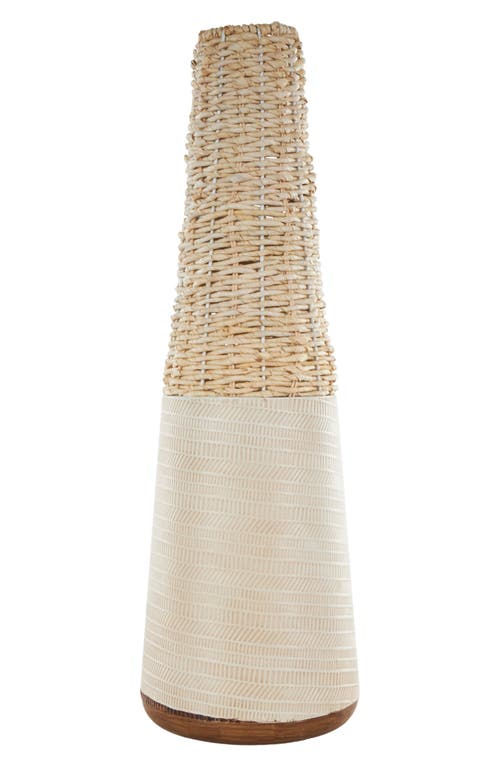 Ginger Birch Studio Two-tone Rattan Vase In Light Brown