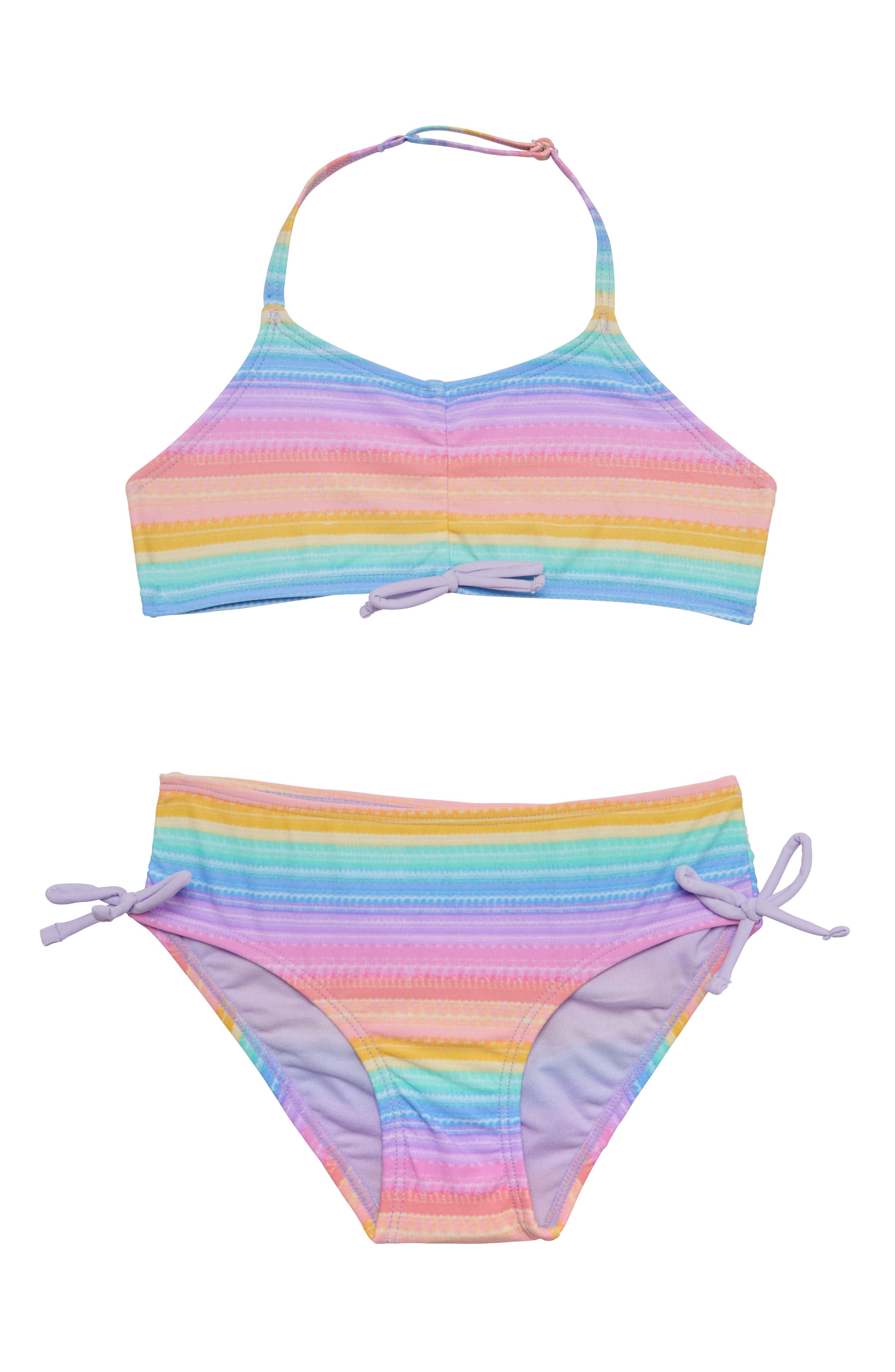 Girls Two Piece Bikini Swimsuits Rainbow Striped Bathing Suit Swim Suit