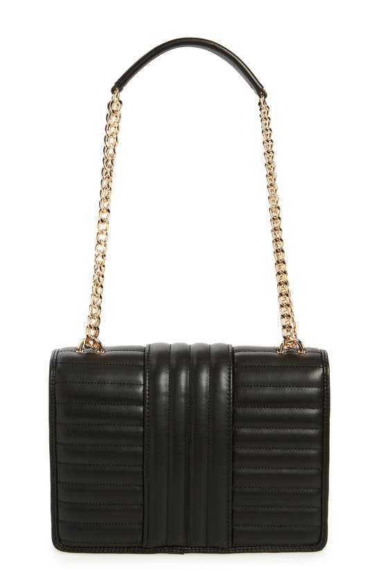 Shop Love Moschino Borsa Quilted Faux Leather Shoulder Bag In Black