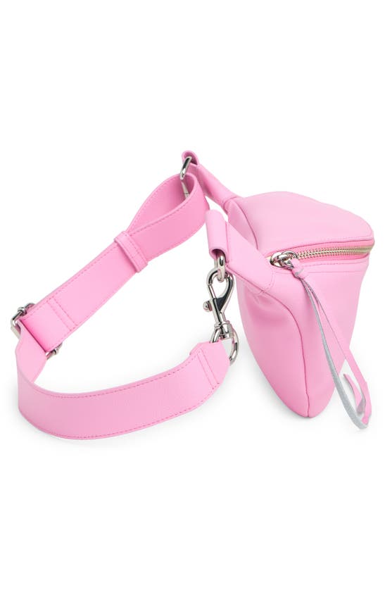 Shop Rebecca Minkoff Cree Leather Belt Bag In Bubblegum