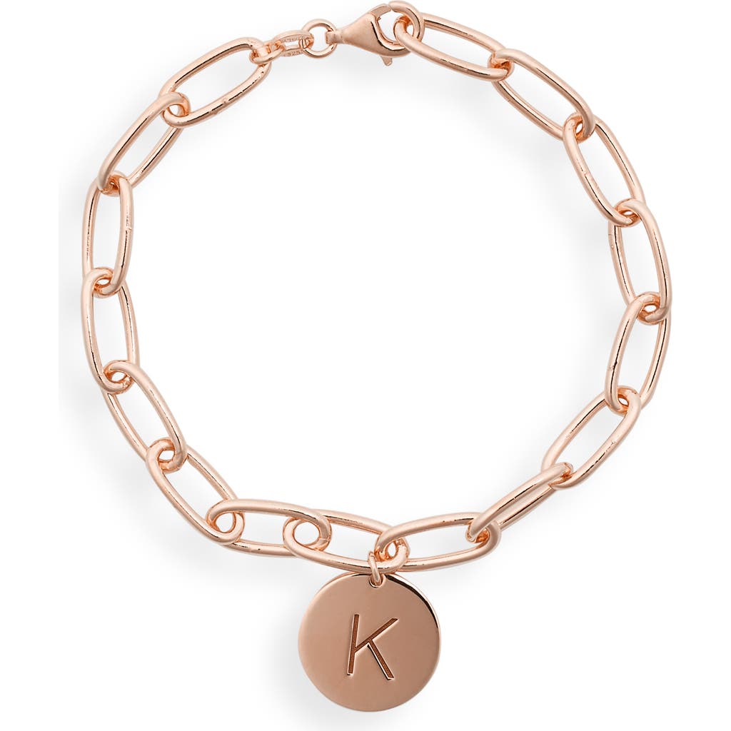 Meshmerise Initial Disc Charm Bracelet In Rose-k