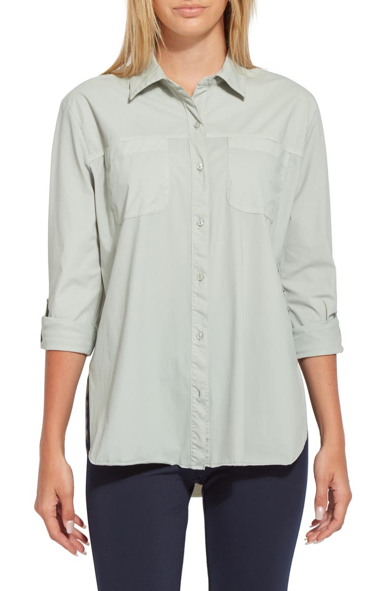 LYSSÉ Camper Button-Down Shirt, Main, color, MORNING DEW