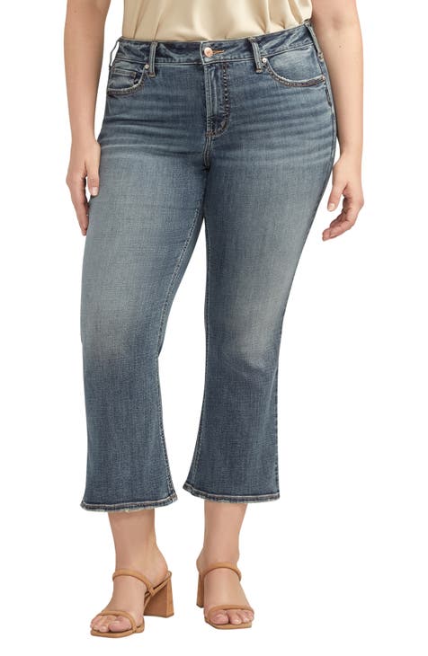 Suki Mid Rise Crop Flare Jeans (Plus)