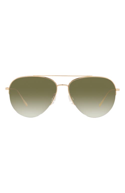 Shop Oliver Peoples Cleamons 60mm Gradient Pilot Sunglasses In Gold/olive Gradient