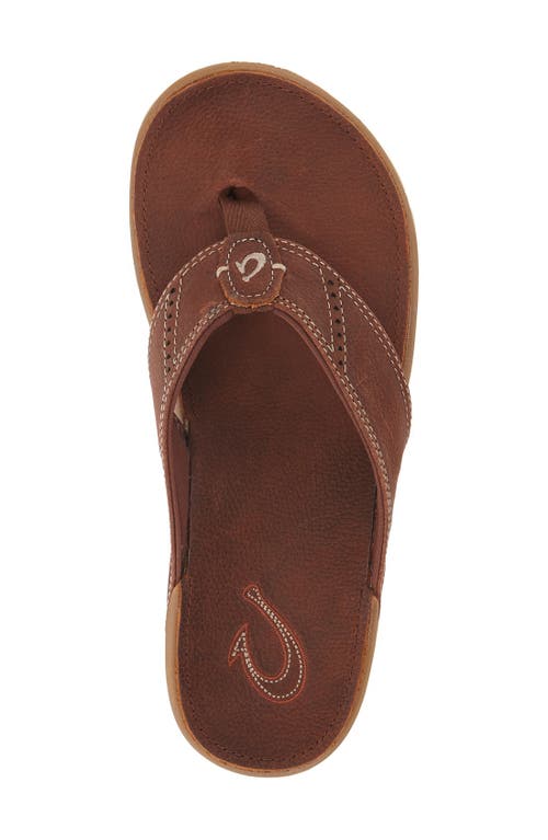 Shop Olukai 'nui' Leather Flip Flop In Rum/rum