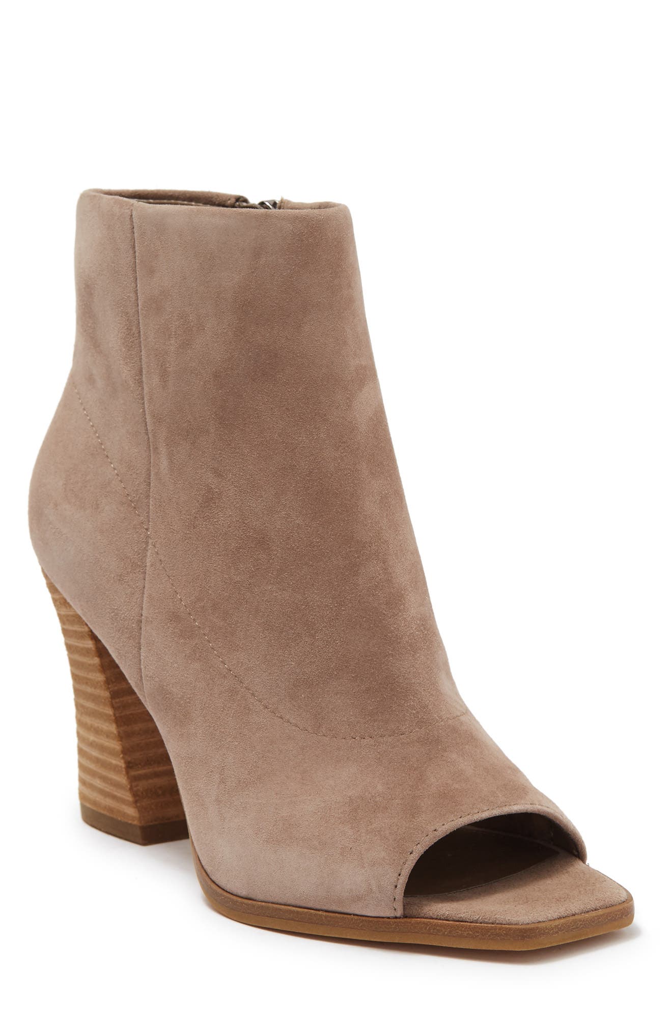 open toe suede bootie