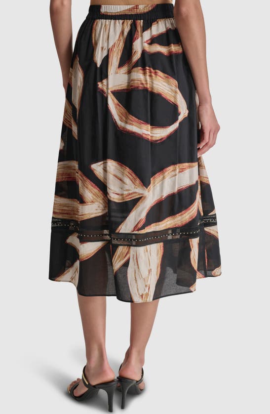 Shop Dkny Stud Detail Cotton Voile Midi Skirt In Wavering Leaf