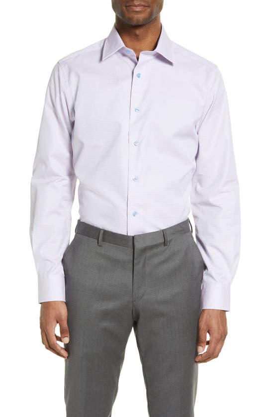 David Donahue Trim Fit Textured Dobby Dress Shirt In Pink/blue