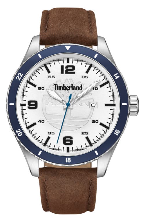 Timberland Ashmont Leather Strap Watch, 46mm in Brown Dark at Nordstrom