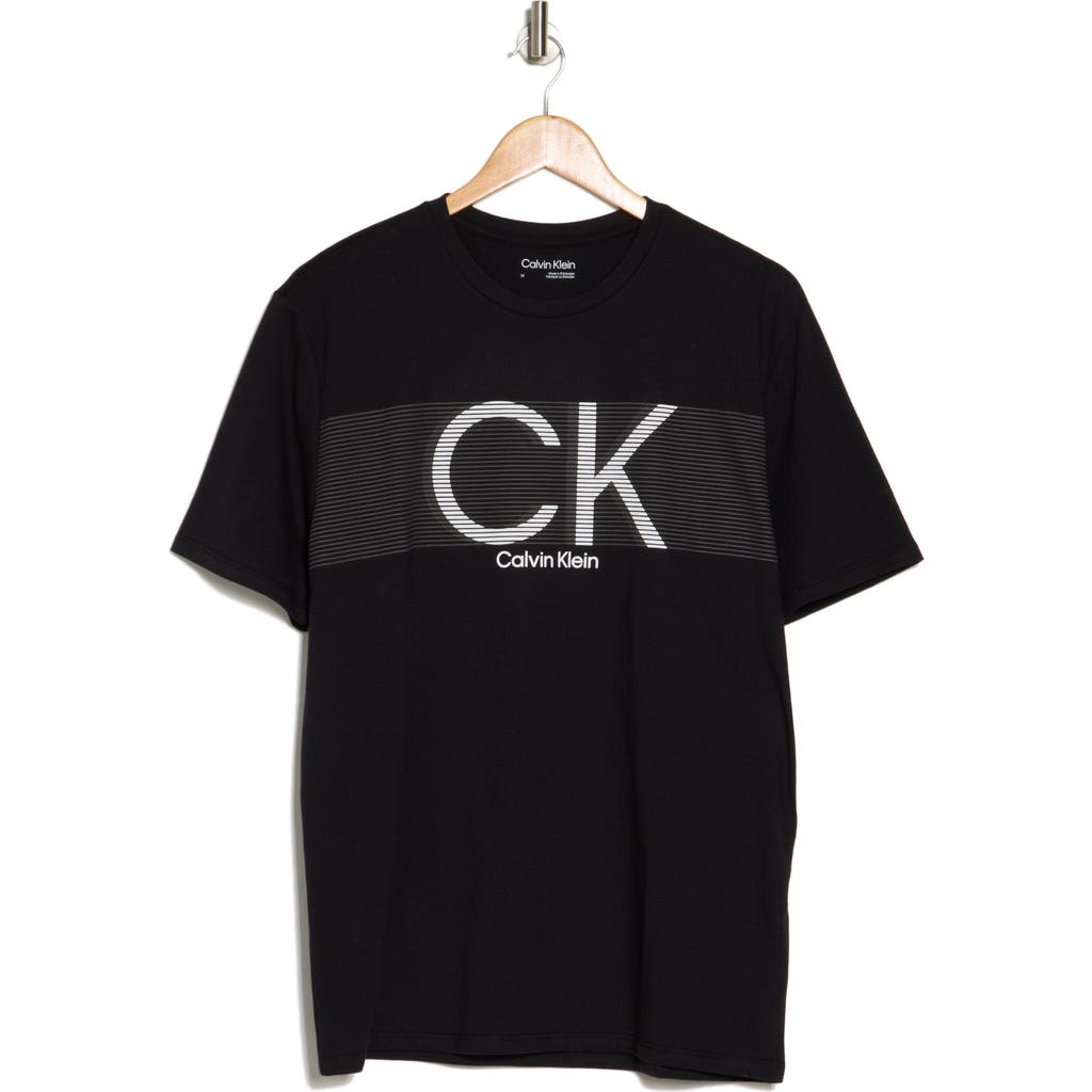 Calvin Klein Blurred Hallmark Logo Graphic T-shirt In Black Beauty