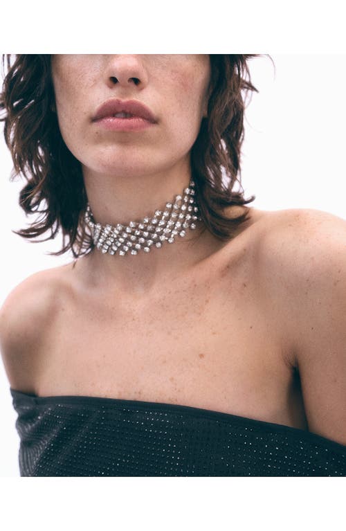 MANGO Crystal Choker Necklace in Silver at Nordstrom
