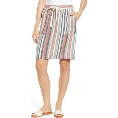 Petite Caslon Patch Pocket Linen Blend Skirt, Beige